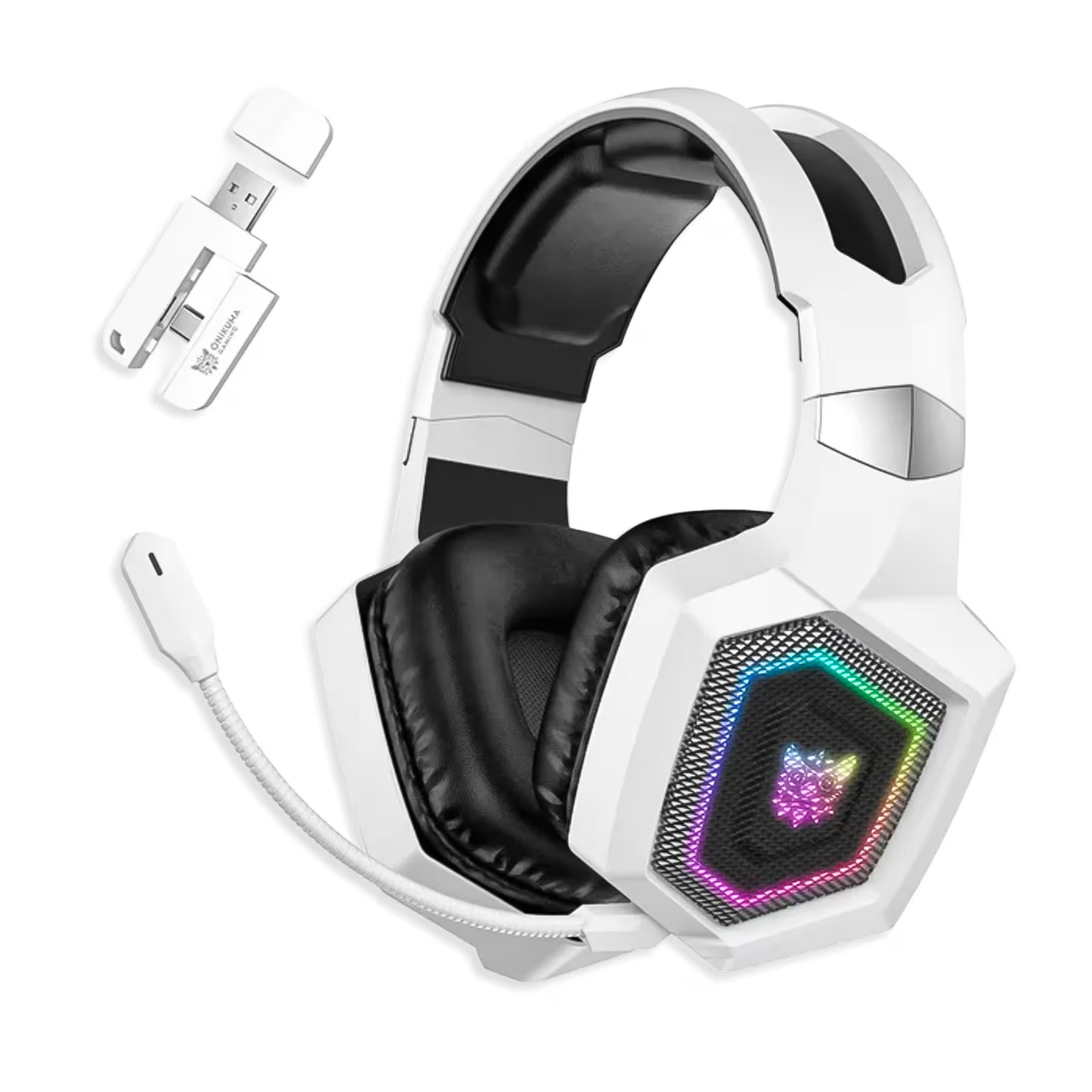 Diadema Gamer Inalámbrica ONIKUMA GT806 RGB Blanca - 3 Modos 60H Batería Latencia 40ms