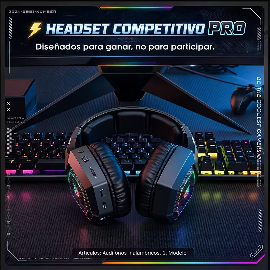 Diadema Gamer Onikuma GT806: Inalámbrica BT 5.4, Batería Infinita y RGB | NEGRA