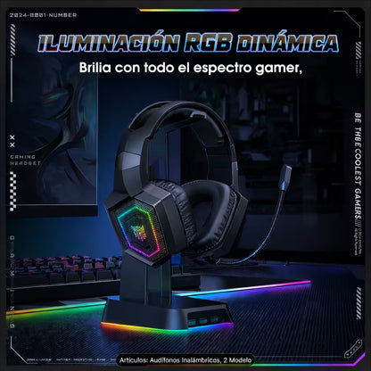 Diadema Gamer Onikuma GT806: Inalámbrica BT 5.4, Batería Infinita y RGB | NEGRA