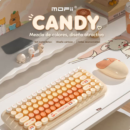 Combo Teclado y Mouse Inalámbrico MOFII Candy — Habano | 2.4G Silencioso 1200 DPI Compacto