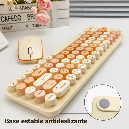 Combo Teclado y Mouse Inalámbrico Mofii Retro - 68 Teclas Redondas Habano | 2.4G Receptor Único