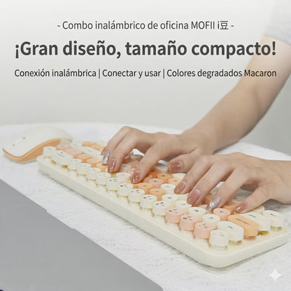 Combo Teclado y Mouse Inalámbrico Mofii Retro - 68 Teclas Redondas Habano | 2.4G Receptor Único
