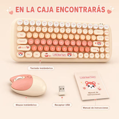 Combo Teclado y Mouse Inalámbrico MOFII Candy — Habano | 2.4G Silencioso 1200 DPI Compacto