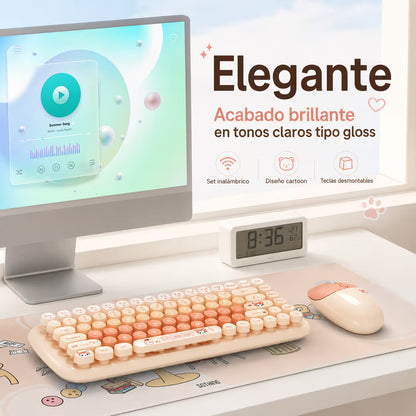 Combo Teclado y Mouse Inalámbrico MOFII Candy — Habano | 2.4G Silencioso 1200 DPI Compacto