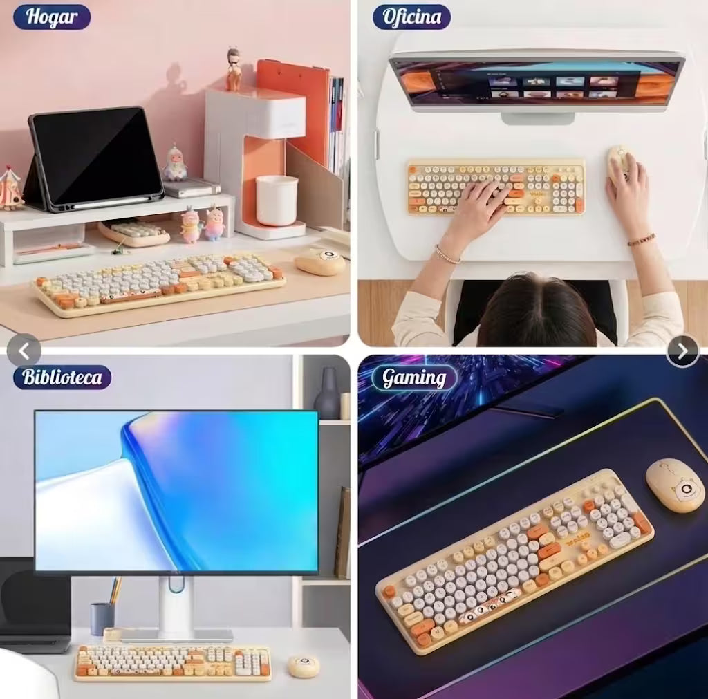 Combo Teclado y Mouse Inalámbrico Weibo WB-216 - Habano | 105 Teclas Redondas Retro | 10m | 2.4G