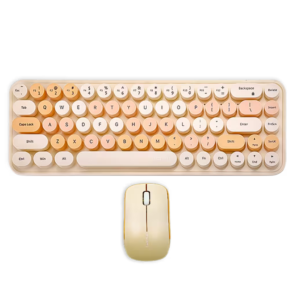 Combo Teclado y Mouse Inalámbrico Mofii Retro - 68 Teclas Redondas Habano | 2.4G Receptor Único