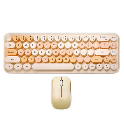Combo Teclado y Mouse Inalámbrico Mofii Retro - 68 Teclas Redondas Habano | 2.4G Receptor Único