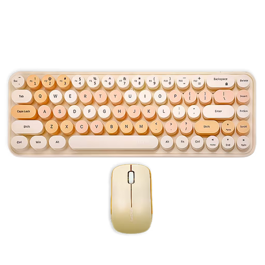 Combo Teclado y Mouse Inalámbrico Mofii Retro - 68 Teclas Redondas Habano | 2.4G Receptor Único