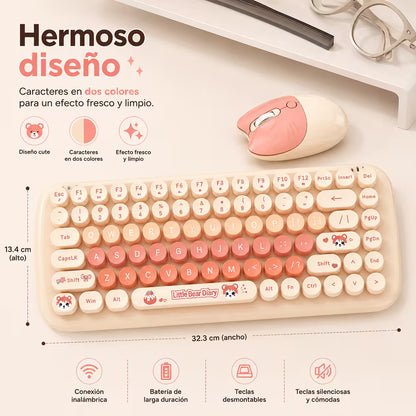 Combo Teclado y Mouse Inalámbrico MOFII Candy — Habano | 2.4G Silencioso 1200 DPI Compacto