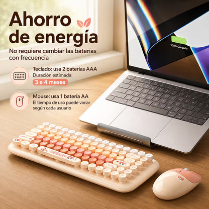 Combo Teclado y Mouse Inalámbrico MOFII Candy — Habano | 2.4G Silencioso 1200 DPI Compacto