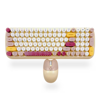 Combo Teclado y Mouse Geezer Candy Plus - Beige | Bluetooth + 2.4G | Teclas Desmontables | DPI 800/1200/1600