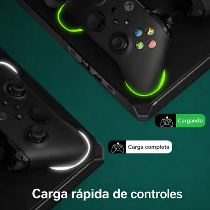 Base Cargadora HONCAM Xbox Series X/S - Ventilador 4000 RPM RGB LED Carga Dual 2 Baterías