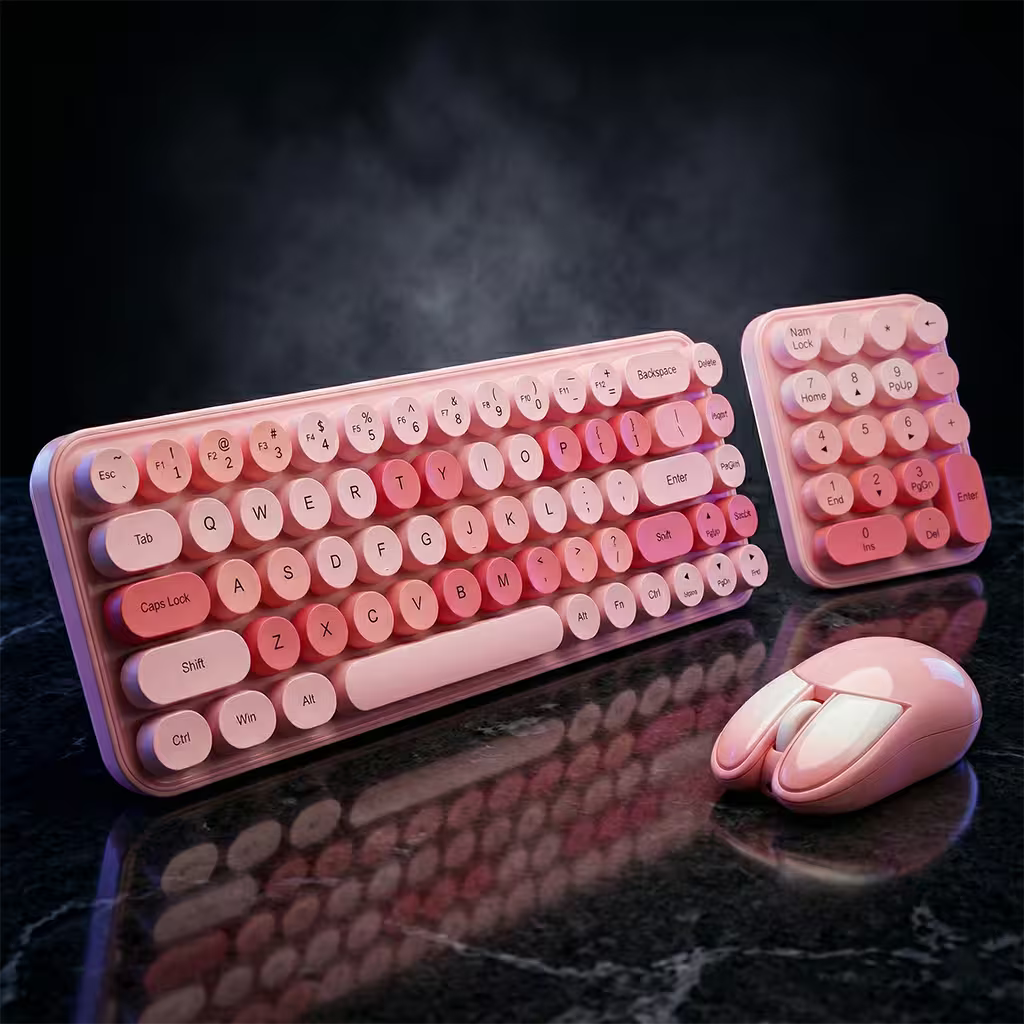 Combo 3 en 1 MOFii IDO MAX - Teclado 68 Teclas + Mouse + Pad Numérico Inalámbrico 2.4G Retro