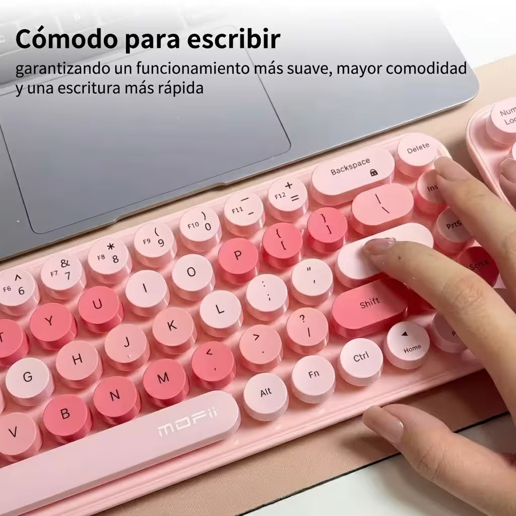 Combo 3 en 1 MOFii IDO MAX - Teclado 68 Teclas + Mouse + Pad Numérico Inalámbrico 2.4G Retro
