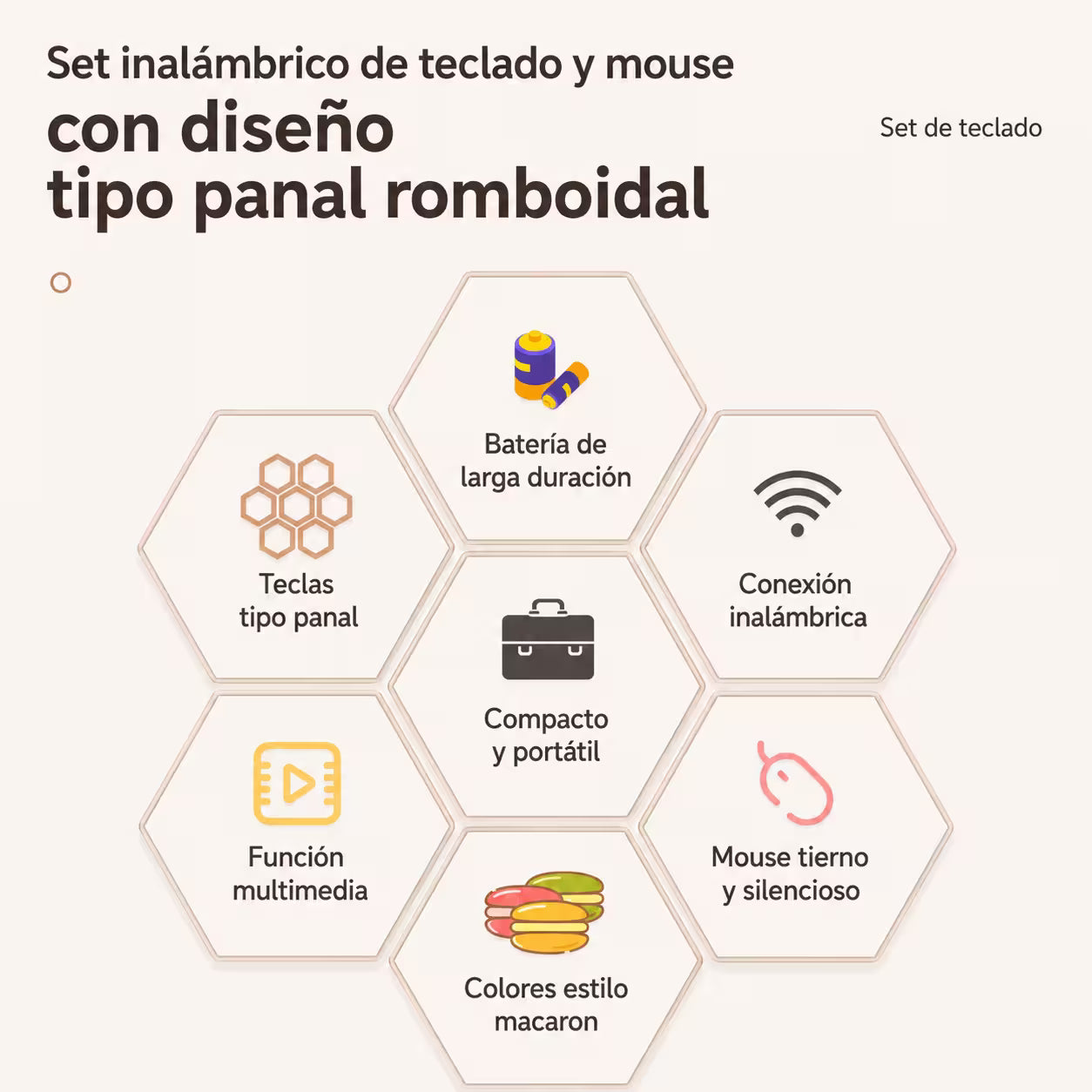 Combo Teclado y Mouse MOFII Honey — Morado | Inalámbrico 2.4G 1200 DPI Membrana