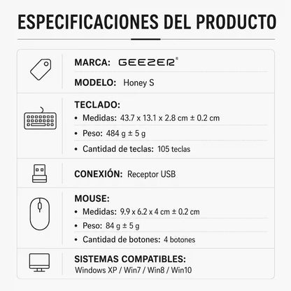 Combo Teclado y Mouse MOFII Honey — Morado | Inalámbrico 2.4G 1200 DPI Membrana