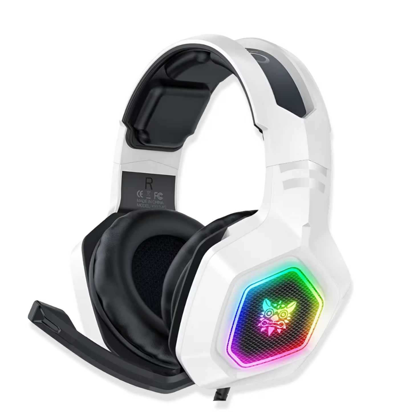 Diadema Gamer ONIKUMA K10 RGB Blanca - Audio Alta Fidelidad 50mm Micrófono Oculto