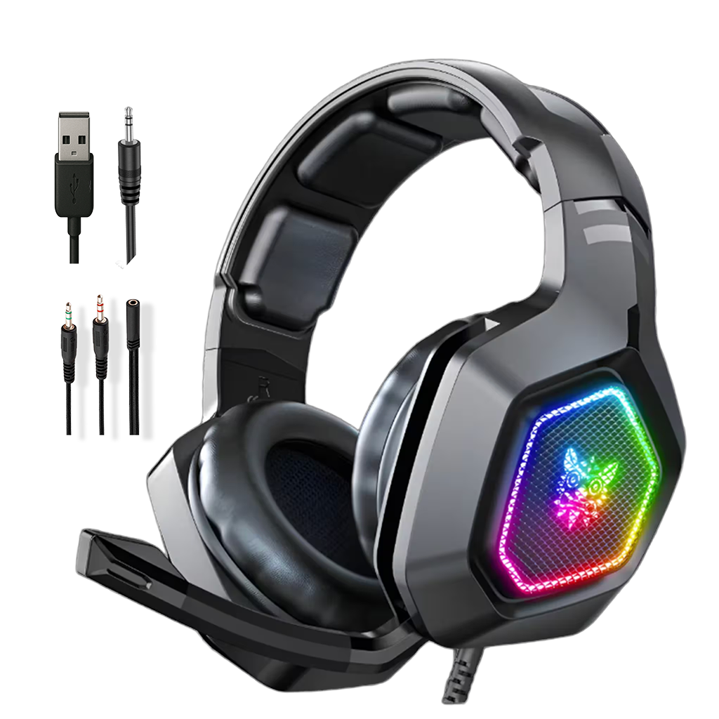 Diadema Gamer ONIKUMA K10 RGB Negra - Audio Alta Fidelidad 50mm Micrófono Oculto