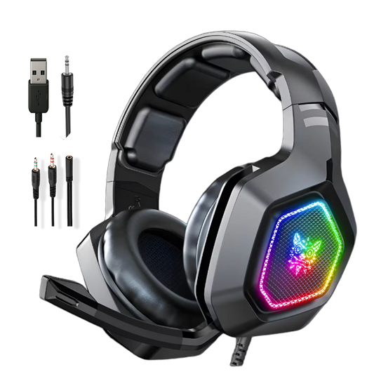 Diadema Gamer ONIKUMA K10 RGB Negra - Audio Alta Fidelidad 50mm Micrófono Oculto