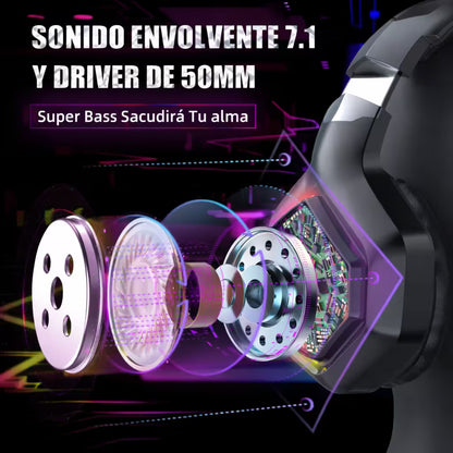 Diadema Gamer ONIKUMA K10 PRO RGB - Audio Alta Fidelidad 50mm