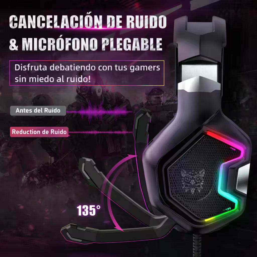 Diadema Gamer ONIKUMA K10 PRO RGB - Audio Alta Fidelidad 50mm
