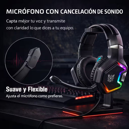 Diadema Gamer ONIKUMA K10 PRO RGB - Audio Alta Fidelidad 50mm
