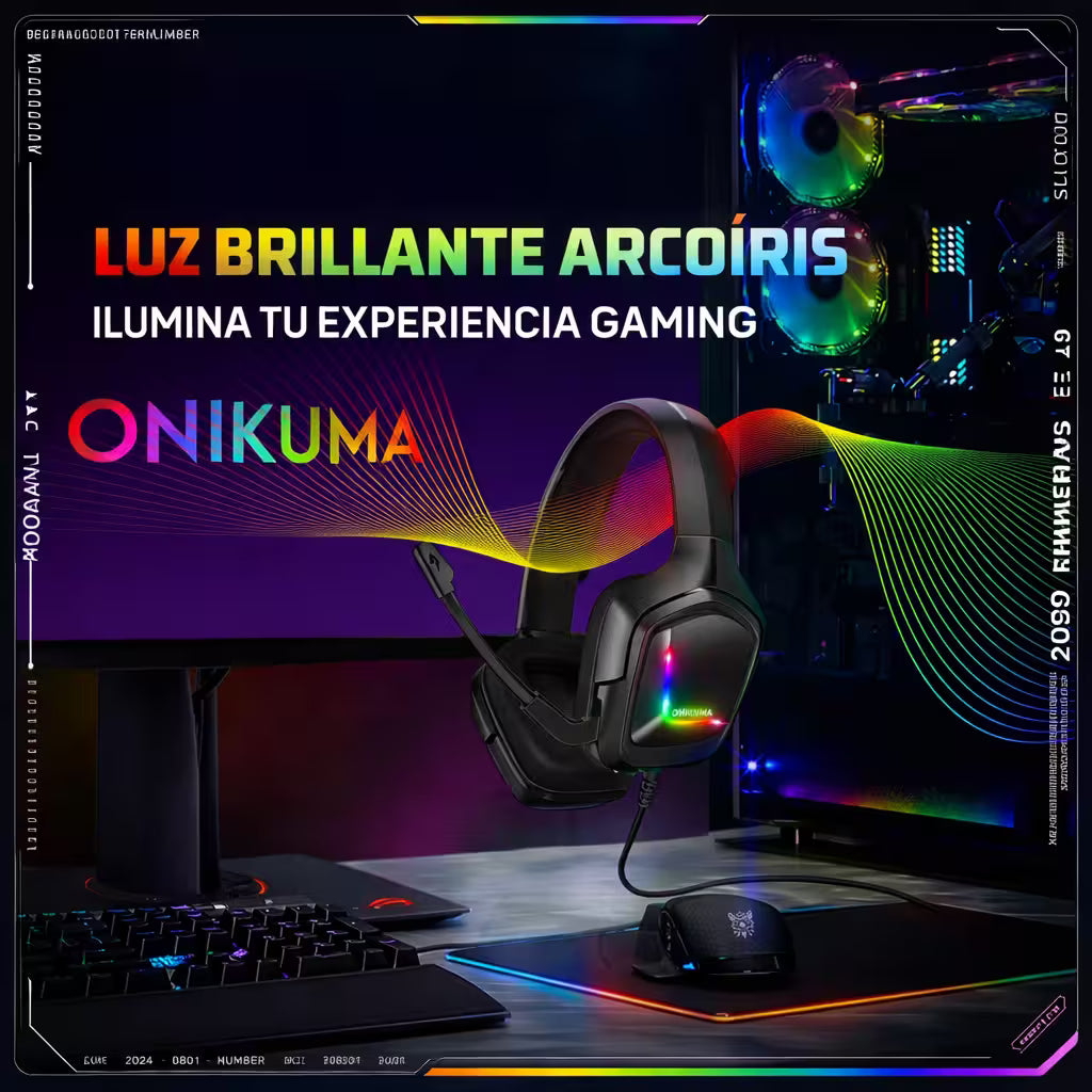 Diadema Gamer ONIKUMA K20 RGB - Audio Precisión 40mm Cancelación Ruido