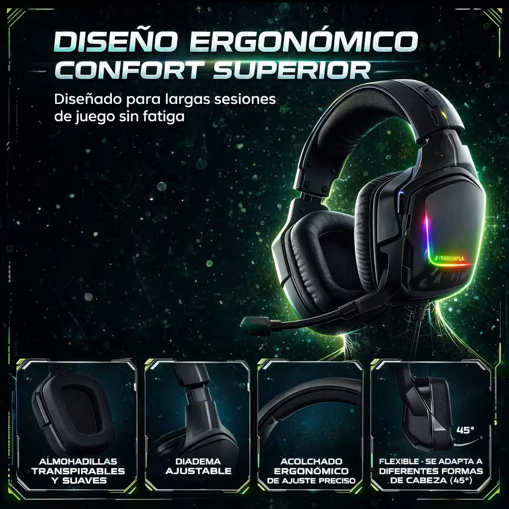 Diadema Gamer ONIKUMA K20 RGB - Audio Precisión 40mm Cancelación Ruido