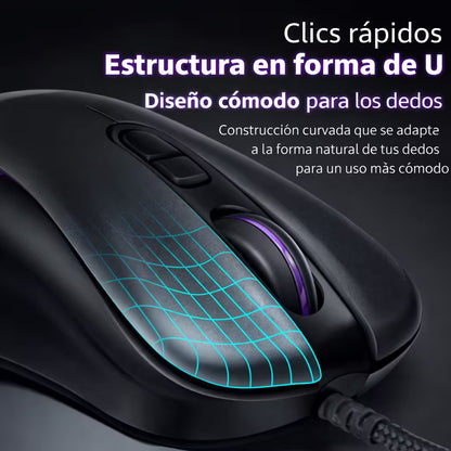 Mouse Gamer AOAS K-40 RGB - 7 Botones Programables DPI 3200 Cable 1.8m Ergonómico