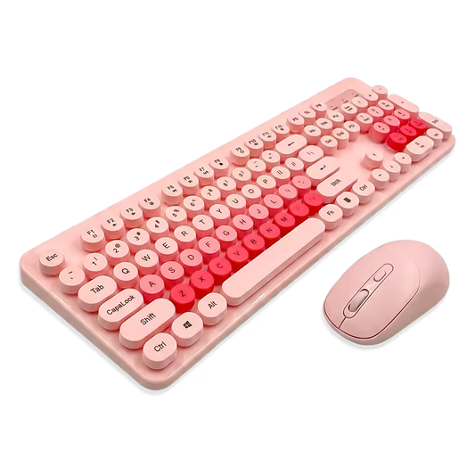 Combo Teclado Mouse Inalámbrico K73 Rosado - 104 Teclas 2.4G 10m con Pilas