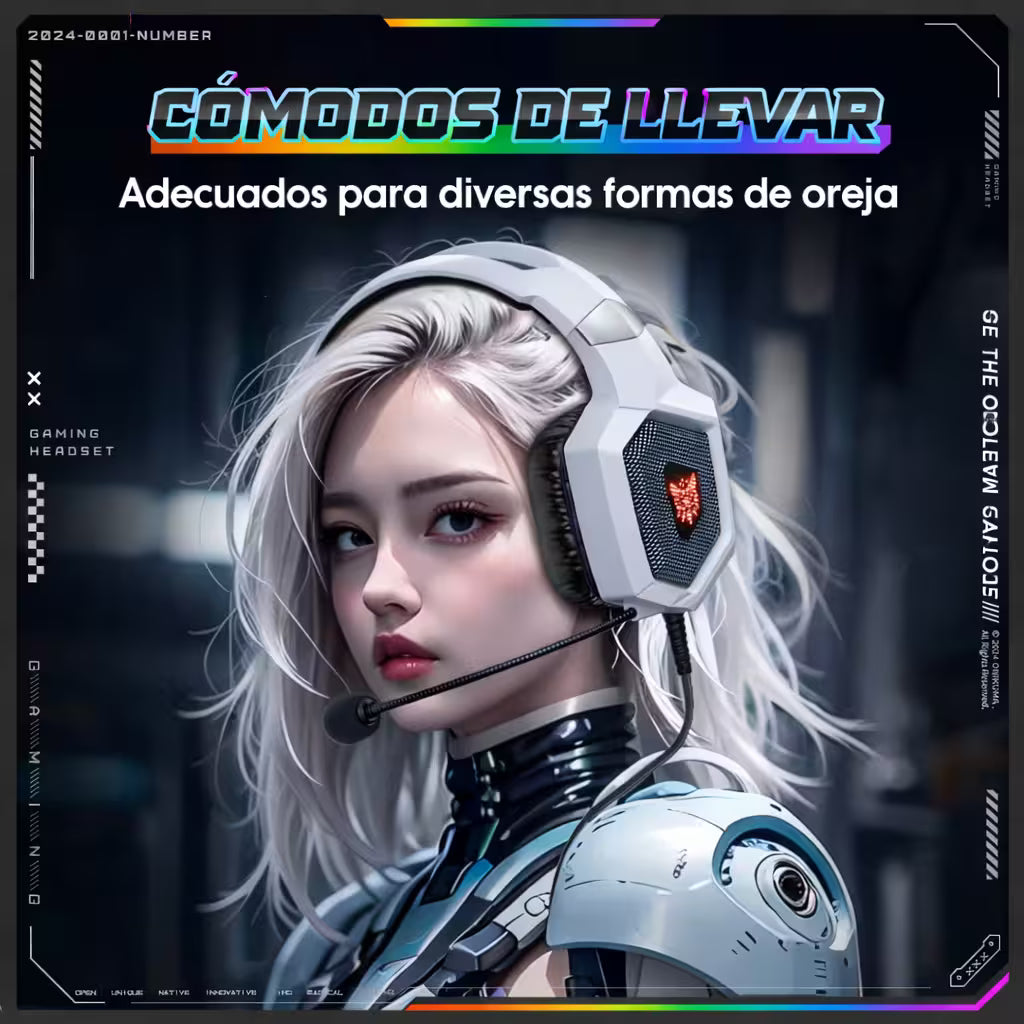 Diadema Gamer ONIKUMA K8 LED RGB Blanca - Micrófono 360°