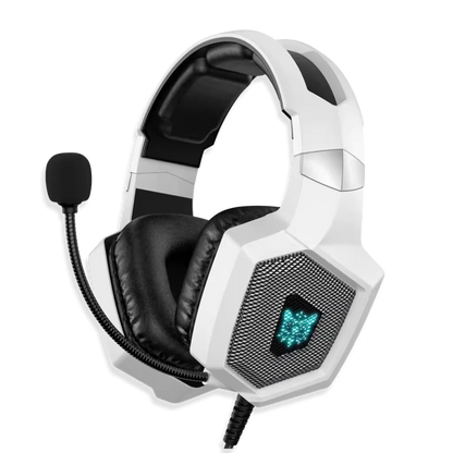 Diadema Gamer ONIKUMA K8 LED RGB Blanca - Micrófono 360°