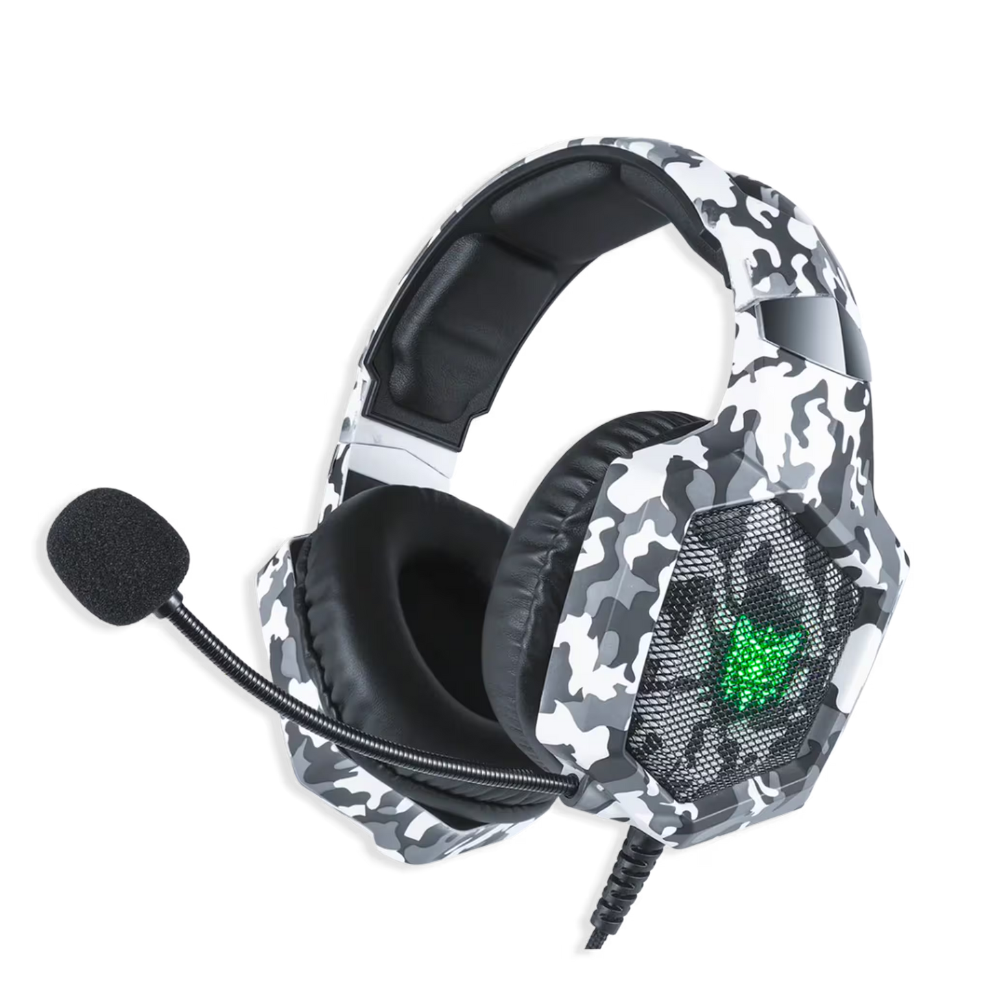 Diadema Gamer ONIKUMA K8 LED RGB Blanca Camuflada - Micrófono 360°