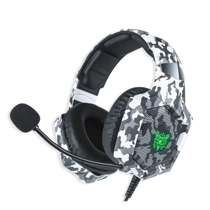Diadema Gamer ONIKUMA K8 LED RGB Blanca Camuflada - Micrófono 360°