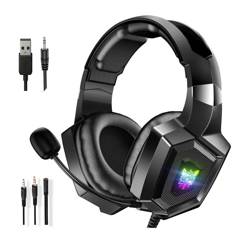 Diadema Gamer ONIKUMA K8 LED RGB Negra - Micrófono 360°