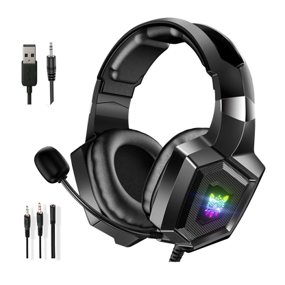 Diadema Gamer ONIKUMA K8 LED RGB Negra - Micrófono 360°