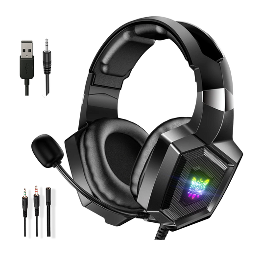 Diadema Gamer ONIKUMA K8 LED RGB Negra - Micrófono 360°