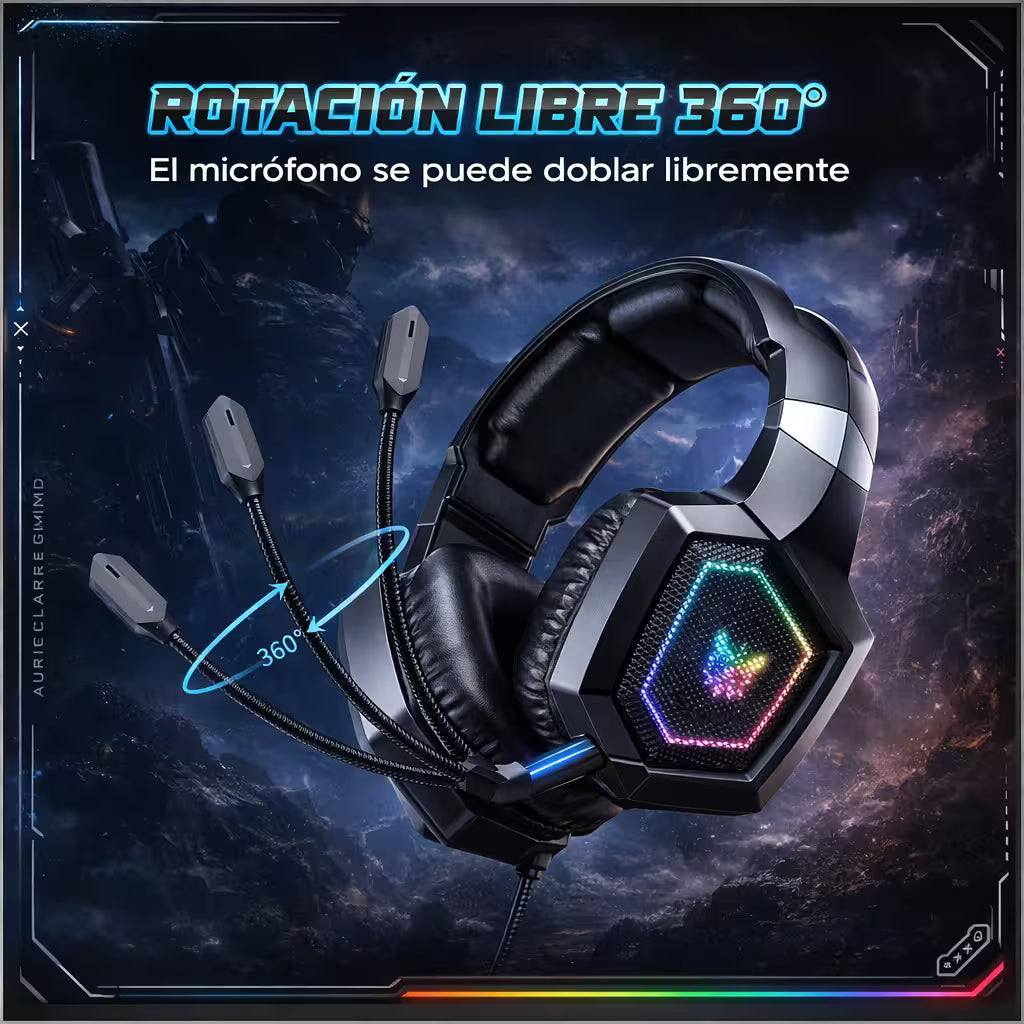 Diadema Gamer ONIKUMA K8 LED RGB Negra - Micrófono 360°