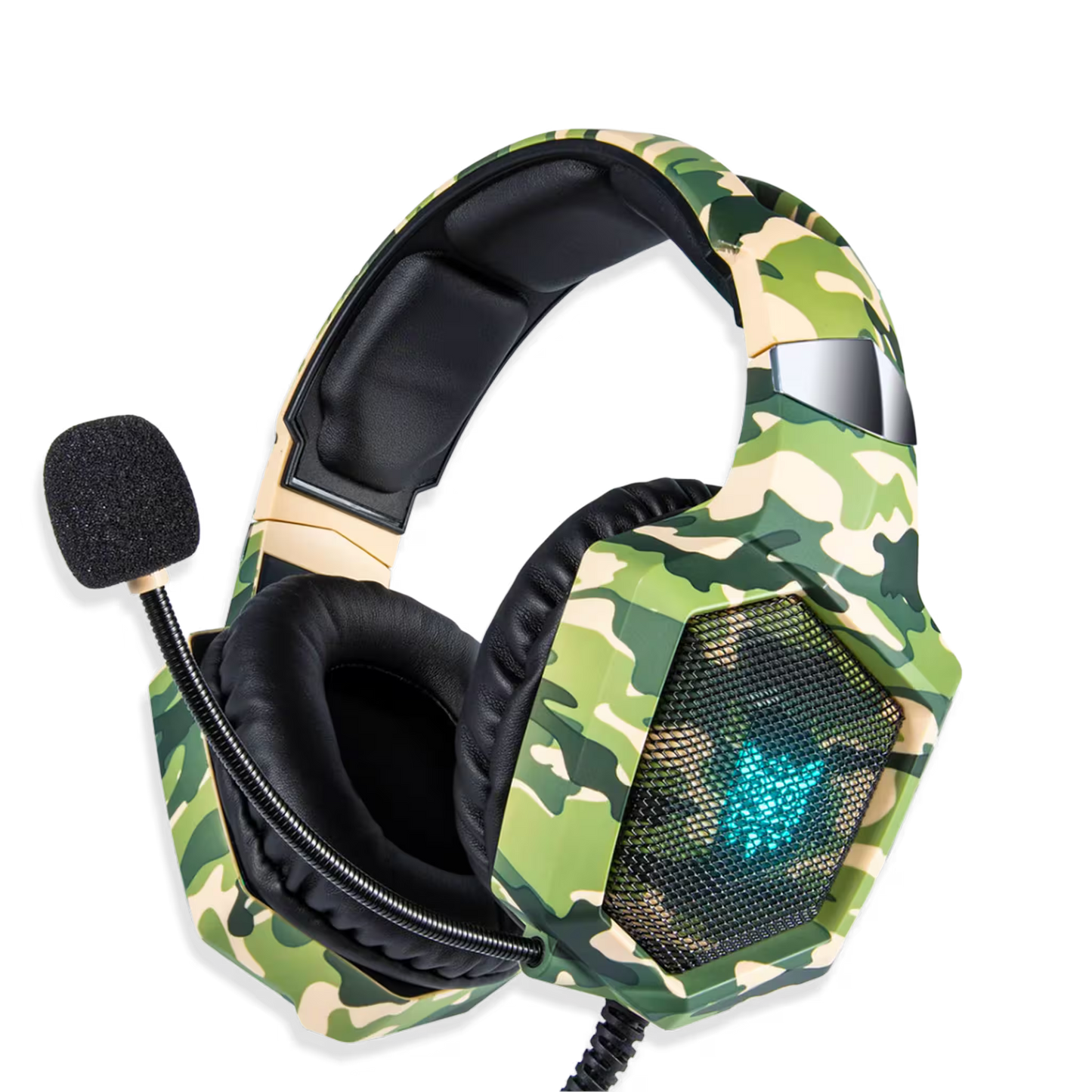 Diadema Gamer ONIKUMA K8 LED RGB Verde Camuflado - Micrófono 360°