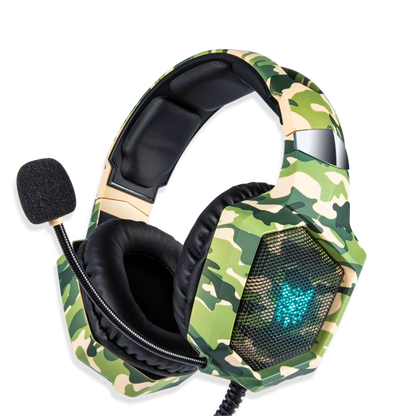 Diadema Gamer ONIKUMA K8 LED RGB Verde Camuflado - Micrófono 360°