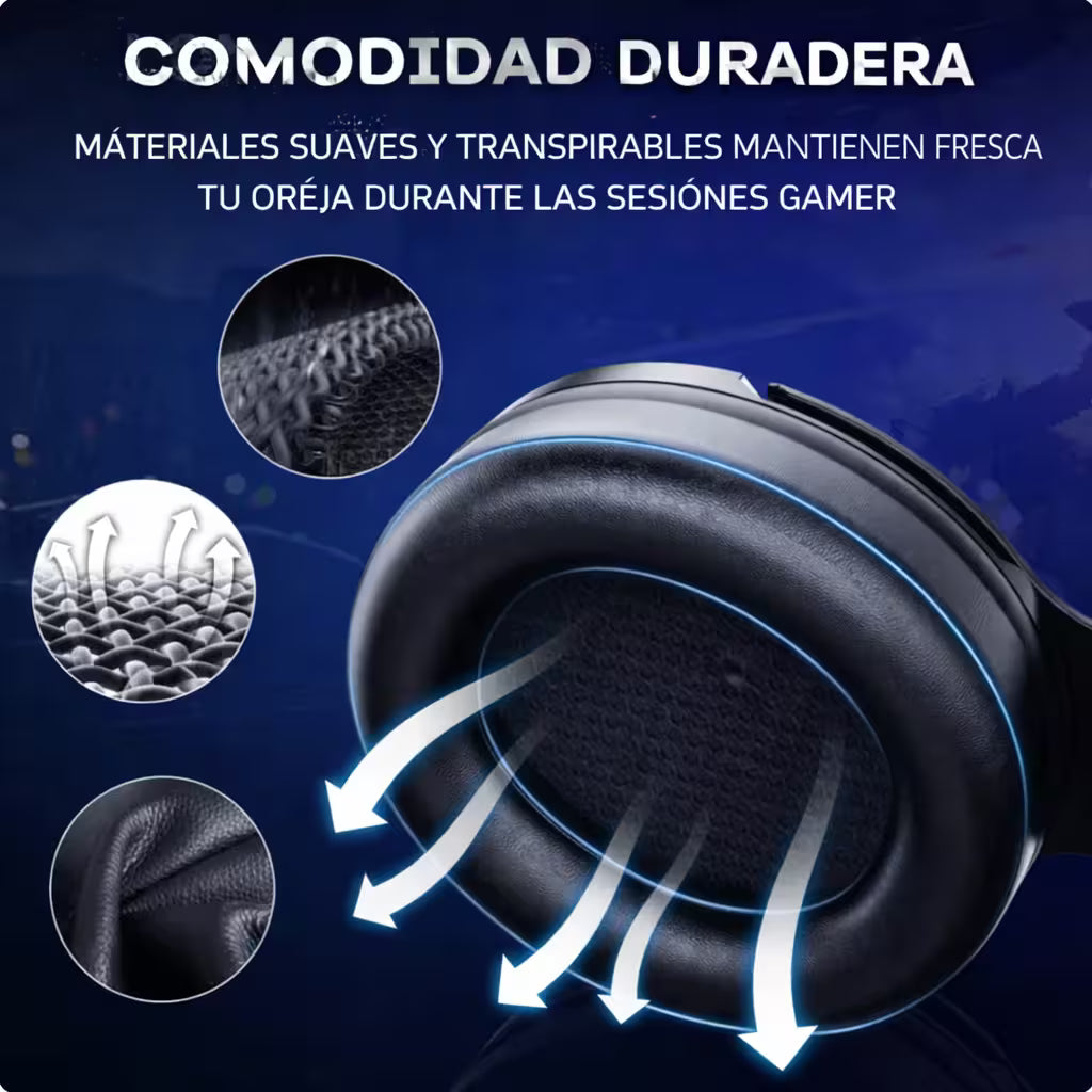 Diadema Gamer ONIKUMA K9 RGB Negra - Audio Alta Fidelidad 50mm Micrófono Retráctil