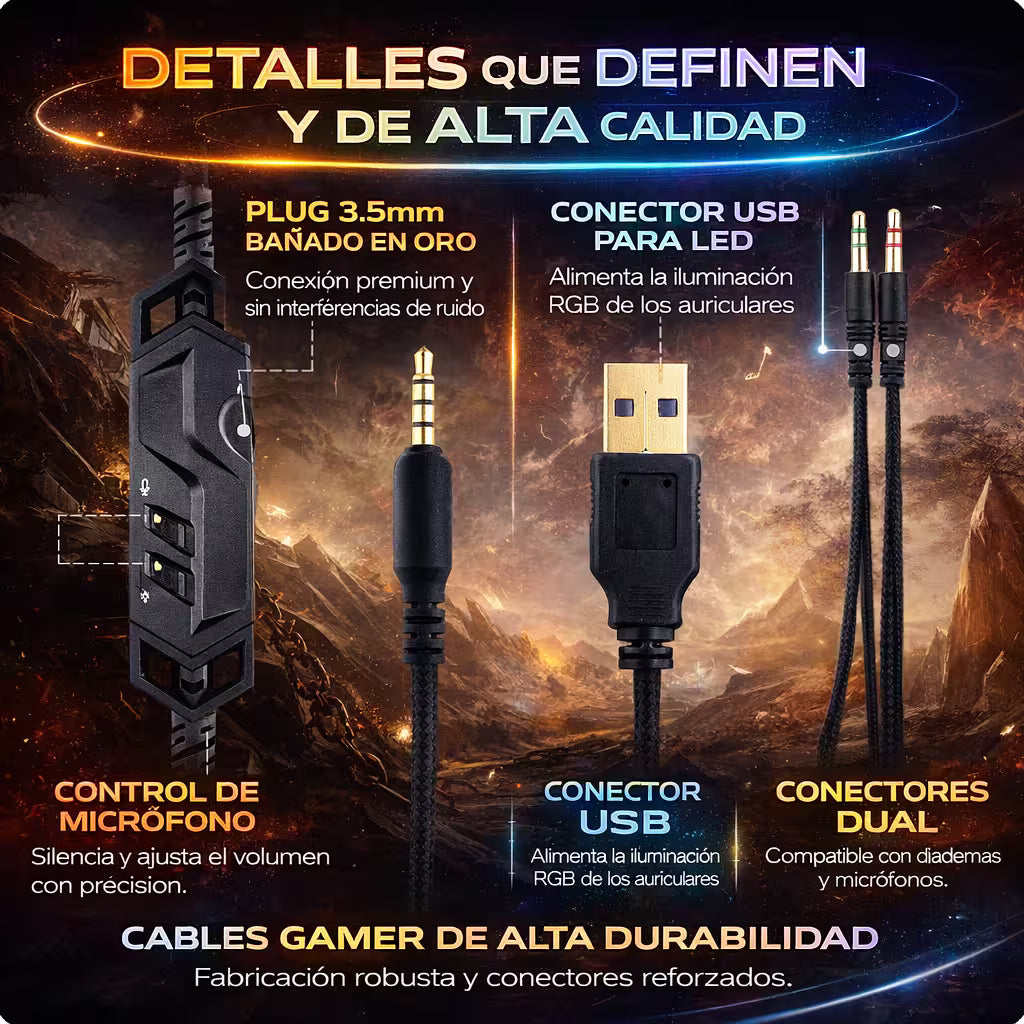 Diadema Gamer ONIKUMA K9 RGB Negra - Audio Alta Fidelidad 50mm Micrófono Retráctil