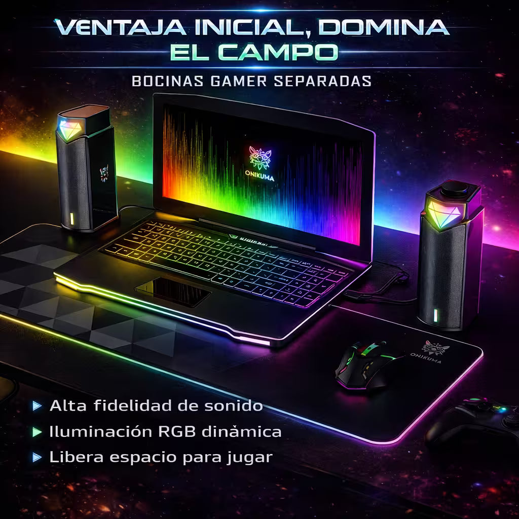 Parlantes ONIKUMA L1 RGB Modulares 2en1 – 10W RMS | Bluetooth 5.3 | Barra o Estéreo