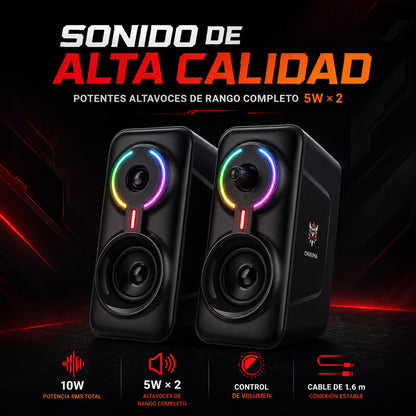 Parlantes Gamer ONIKUMA L6 RGB Bluetooth 10W – 6 Modos RGB | AUX 3.5mm | Control Volumen | Alimentación USB