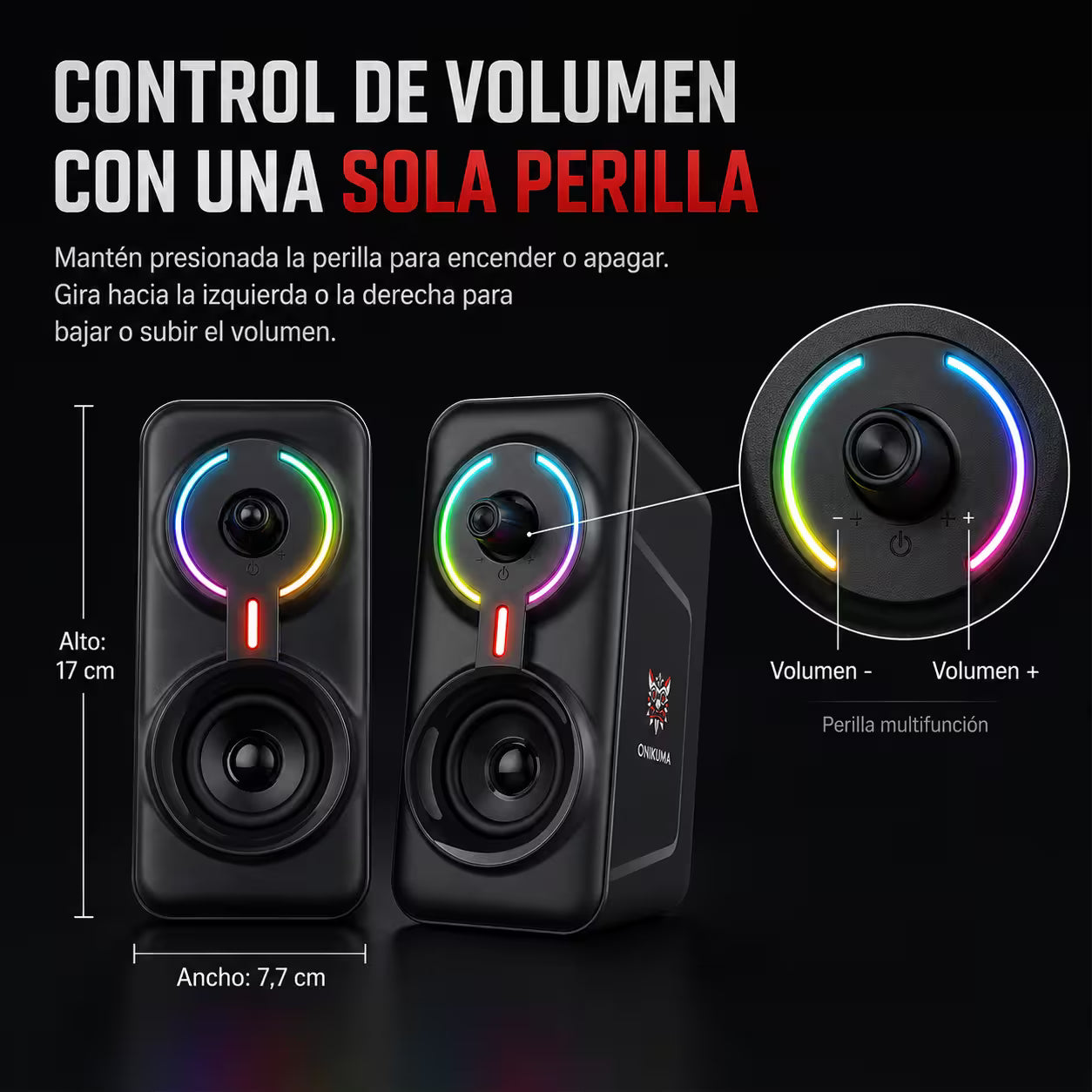 Parlantes Gamer ONIKUMA L6 RGB Bluetooth 10W – 6 Modos RGB | AUX 3.5mm | Control Volumen | Alimentación USB
