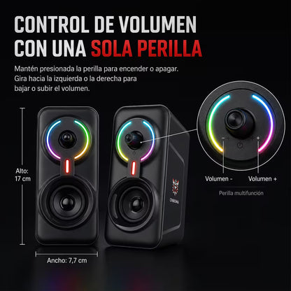 Parlantes Gamer ONIKUMA L6 RGB Bluetooth 10W – 6 Modos RGB | AUX 3.5mm | Control Volumen | Alimentación USB