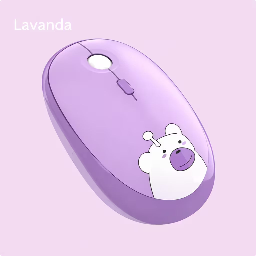 Mouse Inalámbrico Silencioso Geezer M2 - Morado Diseño Osito | 3 DPI 2.4G 10m | Cute Para Ella