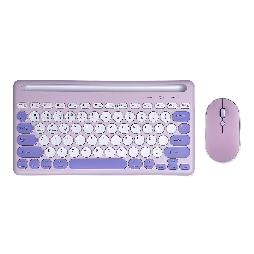 Combo Teclado y Mouse Inalámbrico AS-211 - Morado | Triple Conexión BT+2.4G 78 Teclas USB-C 40H