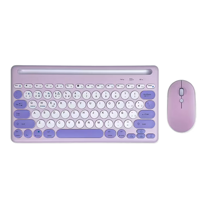 Combo Teclado y Mouse Inalámbrico AS-211 - Morado | Triple Conexión BT+2.4G 78 Teclas USB-C 40H
