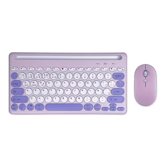 Combo Teclado y Mouse Inalámbrico AS-211 - Morado | Triple Conexión BT+2.4G 78 Teclas USB-C 40H